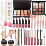 Professionaalsed meigikomplektid, MKNZOME 33-osaline meigikomplekt koos meigikoti, meigikoti, t&uuml;drukute t&auml;idetud naiste meigipalettide, kosmeetika, silmatoonide, huuled, s&uuml;nnip&auml;eva, j&otilde;ulukingituste komplekt, 33 t&uuml;kki