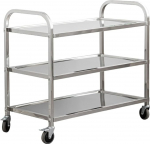 uyoyous Serving Trolley 75 x 40 x 83.5 cm Stainless Steel 3 Shelves Kitchen Trolley Transport Trolley Stainless Steel with 4 360&deg; Rotating Wheels (2 x Brakes) for Restaurant Kitchen or Hotel