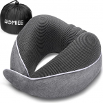 HOMIEE Neck Pillow Aeroplane Car Travel Pillow Neck Pillow Memory Foam Travel Neck Pillow Travel Comfy Ergonomic Neck Support Pillow Orthopaedic Pillow Adult (Grey)