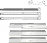 Denmay 31 to 44 cm Universal Stainless Steel Gas Grill Burner, 30 to 53 cm Burner Cover, Crossover Tube for Landmann, Tepro, Taino, Enders Gas Grill, 3 Burner Gas Grill Replacement Parts