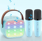 Karaoke masin 2 mikrofoniga, [Premium versioon] Wowstar kaasaskantav Bluetooth karaoke masin lastele t&auml;iskasvanutele koos h&auml;&auml;le muutuvate efektide ja LED tuledega poisid t&uuml;drukud kingitused (sinine)