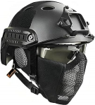 MH Taktik Fast Helmet Combined with Foldable Ear Protection Half Face Mesh Mask and Goggles for Airsoft Paintball CS Game