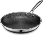 HexClad 25 cm Hybrid Stainless Steel Frying Pan, Cold Handle, Frying Pan, PFOA Free, Spinning Machine and Oven Safe, Non-Stick Coating