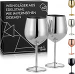 Oak & Steel Premium roostevabast terasest h&otilde;bedast veiniklaasid (2 tk, 520 ml) - suure mahuga purunemiskindlad punase veini klaasid - koos elegantse kinkekarbiga