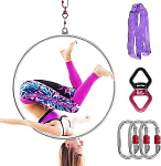 Aerial Hoop Set, professionaalne Aerial Lyra Hoop, 85 cm/90 cm/95 cm, 3 suurust, roostevaba teras, &uuml;hepunktiline &otilde;hur&otilde;ngasvarustus koos t&auml;ieliku rippimise riistvaraga, Aerial Yoga Hoop Sling kodus, j&otilde;usaalis kasutamiseks.