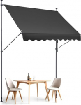 VEVOR Clamp Awning 250 x 120 cm, Balcony Awning with Hand Crank, Sun Awning, Patio Canopy, Sunsetter Deck, Height Adjustable from 218 to 309 cm, Awning for Patio, Balcony, Garden, Black