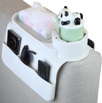 Silikon-Sofa-Getr&auml;nkehalter-Tablett, Rutschfester und spritzwassergesch&uuml;tzter Sofa-Armlehnen-Getr&auml;nkehalter mit Taschen an 2 Seiten, multifunktionales Sofa-Armlehnen-Aufbewahrungsregal (wei&szlig;)