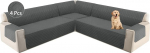HDCAXKJ L Shaped Couch Cover, 4 Piece Corner Sofa Slipcovers Set for Pets Dogs, Washable Non-Slip U-shaped Furniture Protector for Section Sofa (Dark Grey, Large)