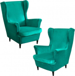 Namzi Sofa Slipcover Velvet Stretch Elastic Bottom Solid Color Plush Sofa Cover Furniture Protector Couch Soft with Elastic Bottom Green 2 Sets