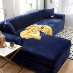 HKPLDE Thick Sofa Covers 1 2 3 Seat Velvet L-Shape Sofa Protective Cover Easy Fit Stretch Elastic Fabric Sofa Couch Furniture Protector 4-Seater (235-300 cm) Tibetan Blue