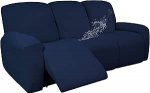 Easy-Going 100% Dual Wasserdicht Recliner Sofabezug, 8 St&uuml;ck Stretch Liege Couchbezug mit Tasche, Jacquard 3 Sitzer Sofa Schonbezug Auslaufsicher Waschbar (Diivan, Navy)