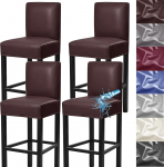 Baaritooli katted, veniv veekindel PU baaritooli katted seljatugedega, eemaldatavad baaritooli katted, istmekatted, libisemiskatted seljatugedega, pubi counter tooli katted kummipaeladega, kohvi pruun, 4