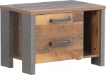 Forte Clif Bedside Table with 2 Drawers, Composite Wood, Vintage Wood / Concrete Look, Dark Grey, 62 x 41.5 x 41.6 cm