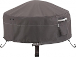 Classic Accessories 55-485-015101-EC Ravenna Full Coverage Round Fire Pit Premium Outdoor Cover vastupidavast ja veekindlast kangast, Taupe, 36-tolline.
