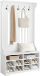 VASAGLE mantlihoidja koos kingapangaga, garderoobi jalatsihoidja, 5 kolmekordset konksu, vabalt seisev, ruumi s&auml;&auml;stja, sissep&auml;&auml;s, koridor, reguleeritavad riiulid, pilvivalge HSR404T10