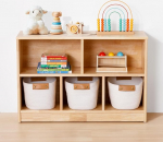 OOOK kummist puidust lasteriiul, m&auml;nguasjade kapp, m&auml;nguasjade riiul 2 suure ja 3 v&auml;ikese kambriga, raamaturiiul lastetuppa, m&auml;ngutuppa ja lastetuppa, 90 x 30 x 60 cm.