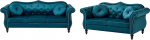 Beliani 5-Sitzer diivanikomplekt Samt blaugr&uuml;n gepolstert gesteppt mit Kissen luxuri&ouml;s Chesterfield Stil Skien