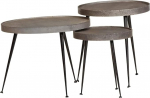 3er Couchtisch Set Silber Modernes Design Holzwerkstoff & Metall Nesting Tables 55/45/35 cm H&ouml;he platzsparend Wohnzimmer Beistelltisch f&uuml;r Living Room Bedroom & Corridor
