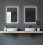 Talos Vannitoa peegel koos valgustusega, Vannitoa peegel, 50 x 70 cm, LED-peegel valgustatud raamiga, sobib m&auml;rgadesse ruumidesse, alumiiniumist raam, valguse v&auml;rv neutraalne valge, 4200 kelvinit.