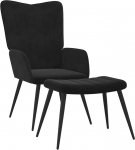 vidaXL lamamistool koos tugitooliga, TV tool, polsterdatud tool, Wingback tool, l&otilde;&otilde;gastav tool, puhketool, tugitool, tugitool, must samet