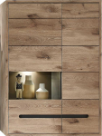 Stella Trading BELLANO rippuv vitriinkapp Viking Oak Look, grafiit - kaasaegne vitriinkapp LED-valgustusega ja palju hoiuruumi - 90 x 126 x 38 cm (B x K x S)