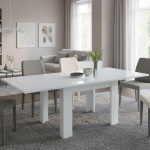 Dmora - Otto pikendatav laud, lisak&ouml;&ouml;gikonsool, pikendatav laud, 100% Made in Italy, 90 x 90 x 75 cm, l&auml;ikiv valge