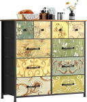 LNZHAO 10 Drawer Chest of Drawers: Fabric Chest of Drawers with Wooden Top and Steel Frame, Large Storage Space for Bedroom, Closet and Living Room, Modern Home Organizer