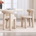 S&ouml;&ouml;gitoa toolid 2-st komplektist Faux Fur k&ouml;&ouml;gitoolid koos seljatoega Modernne polsterdatud tool ilma k&auml;etoeta s&ouml;&ouml;gituppa/elutuppa, khaki v&auml;rvi