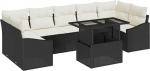8-teiliges Garten-Sofa-Set mit Kissen Schwarz Poly Rattan Gartenlounge Model3348953