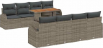 9-osaline aia diivan komplekt pehmendusega Grey Poly Rattan, 2-kohaline aia diivan hoiuruumiga & pehmendusega Grey Poly Rattan Garden Lounge Model3358295