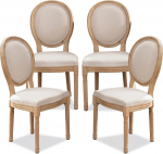 SoarFlash Prantsuse s&ouml;&ouml;gitoolid 4-st komplektist Retro &uuml;mmargune seljatagune linasest puidust jalad Riiklik kampaania v&auml;limus K&ouml;&ouml;k magamistuba Beež