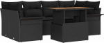 7-teiliges Garten-Sofa-Set mit Kissen Schwarz Poly Rattan Akazie Gartenlounge Model3349288