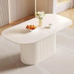 177.8cm Wei&szlig; ovaler Esstisch f&uuml;r 4/6 Personen, moderner Esszimmertisch, hochtemperatur- und verschlei&szlig;fester, zierlicher Tisch f&uuml;r Esszimmer, K&uuml;che - einfache Montage