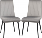 HOMCOM 2 s&ouml;&ouml;gitooli komplekt, sametist kangaga polsterdatud, k&ouml;&ouml;gitoolid terasjalgadega ja ruumi s&auml;&auml;stva disainiga, 43 x 58 x 90 cm, hall ja must