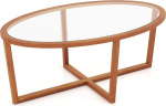 LIFEZEAL Ovaalne kohvilaud, kaasaegne elutoa laud klaasist ja t&auml;ispuidust raamiga, diivanilaud kohvilaud elutuppa, kontorisse, 118 x 71,5 x 47,5 cm