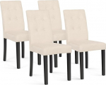 IDMarket - 4 polsterdatud tooli POLGA komplekt beežist sametist, mustade jalgadega