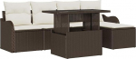 6-teiliges Garten Sofa Set mit Kissen Brauner Poly Rattan, 2-Sitzer Garten Sofa mit Kissen Brauner Poly Rattan Gartenlounge Model3348444