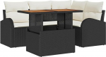 5-teiliges Garten Sofa Set mit Kissen Schwarz Poly Rattan, 2-Sitzer Garten Sofa mit Stauraum & Kissen Schwarz Poly Rattan Gartenlounge Model3358315