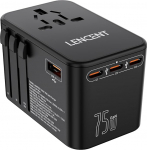 LENCENT 75W Universal Travel Adapter, GaN rahvusvaheline kiirlaadija 3 PD3.0 Type C+2 QC USB A, &uuml;lemaailmne adapter mobiiltelefonidele, s&uuml;learvutitele, k&otilde;ik &uuml;hes reisiadapter ELi/USA/UK/AU pistikupesadele