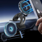YVVV 15 W magnetiline autokinnitus koos laadimisfunktsiooniga, mobiiltelefoni hoidja auto tugevate magnetite ja kiirlaadimisega, 360&deg; p&ouml;&ouml;rlev mobiiltelefoni hoidja iPhone 16/15/14/13/12, armatuurlaud / ventilatsioon