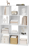 eSituro Bookcase with 12 Compartments, Freestanding Cube Shelf, Room Divider Shelf, Open, Standing Shelf, Modern, for Living Room, Children's Room, Office, Bedroom, 91 x 120 x 29 cm, White
