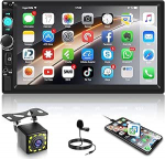 2 DIN autoraadio koos Mirror Linkiga - 7-tolline puuteekraaniga autoraadio Bluetooth-k&otilde;nede vabak&auml;iguga, EQ, FM-raadio, SWC, USB/TF/AUX sisend + tagurduskaamera