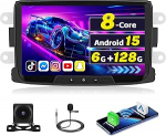 [6G + 128G] Inefala Android 15 autoraadio Renault Dacia Duster Sandero Logan Dokkerile koos juhtmevaba Carplay Android autoga, 8-tolline puutetundlik raadio GPS WiFi RDS/FM Bluetooth EQ SWC tagurdamine