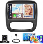 Hikity 4G + 64G autoraadio Android 13 Renault Trafic 2014-2023 Opel Vivaro 2014-2019 9-tollise puuteekraaniga, stereo 2 DIN juhtmevaba Carplay Android auto FM/RDS raadio BT GPS WiFi + kaamera + mikrofoniga