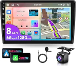 6G + 128G 8-tuumaline 9-tolline autoraadio Bluetooth Citroen Berlingo 2015-2018/Peugeot Partner 2008-2019 Carplay Android auto, DSP, WiFi GPS Navi RDS/FM, Android 15 raadio 2 DIN AHD tagantvaate kaameraga