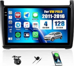 CAMECHO 4+128G 9-tolline Android 15 autoraadio VW Polo 6R 6C 9N 2008-2016 koos tagurduskaameraga, traadita Carplay Android auto Bluetooth navigatsiooniradio WiFi GPS FM/RDS peeglilink + Incell