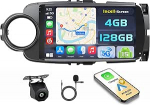 Hikity Android 15 4+128G autoraadio Toyota Yaris 2012 9-tollise Incell puuteekraaniga, autoraadio 2DIN traadita Carplay Android autoga, FM/RDS raadio BT GPS WiFi tagurduskaamera + mikrofon