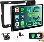 8 Core 6G + 128G DSP Hikity Android 15 autoraadio Citroen Berlingo B9 2008-2017/Peugeot Partner 2008-2019, 9-tolline puuteekraaniga autoraadio traadita CarPlay Android auto GPS WiFi RDS/FM SWC MIC CAM