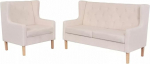 Camerina 2-Piece Sofa Set Fabric Cream White Lounge Sofa Set Armchair Couch Lounge Sofa Upholstered Sofa Set Living Room