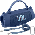 Khanka JBL Charge 6 jaoks Silikoonist kaitsekott eemaldatava &otilde;larihma ja kasuliku konksuga, paindlik pehme &uuml;mbris JBL Charge 6 kaasaskantavale Bluetooth-k&otilde;larile, ainult &uuml;mbris (sinine)